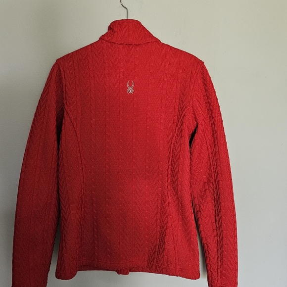 Spyder Core Sweater Womens Size M Jacket Vampire Red Full Zip Cable Knit Lined - Picture 8 of 16